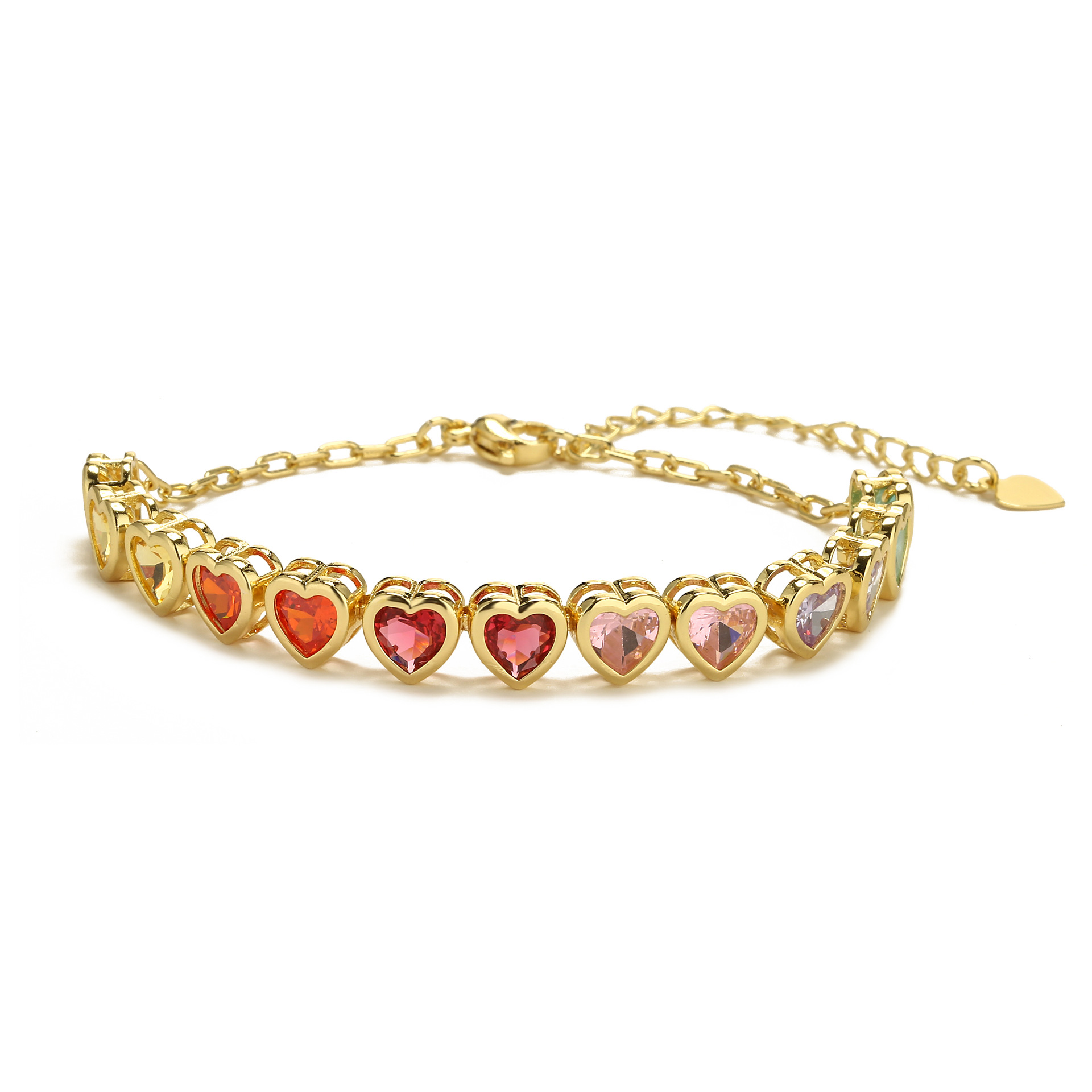 Zircon Inlay Material Sweet Heart Shape Copper Inlay Zircon Bracelets Necklace