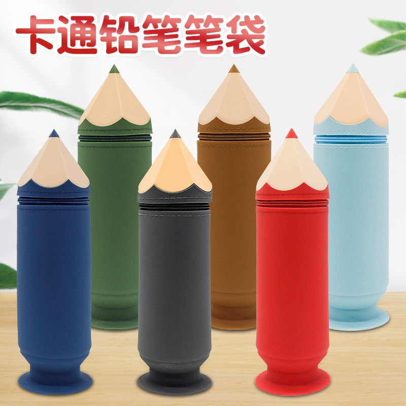Креативный держатель для ручек Силиконовая сумка для карандашей Простой мультфильм Большая емкость Канцелярская коробка Держатель для ручек Выдвижная сумка для карандашей на присоске