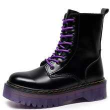 歐美Jadon厚底8孔馬丁靴1460紫色底英倫女短靴子松糕底系帶工裝靴