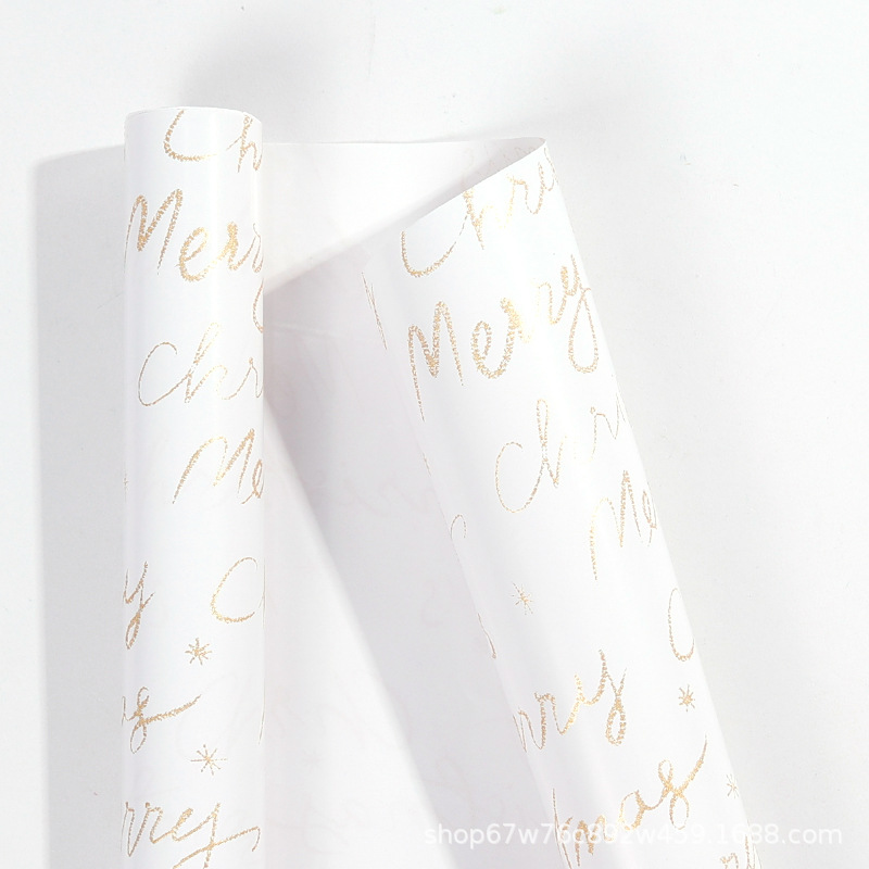 Rollo de papel de regalo de Navidad transfronterizo paquete de tubo de papel de regalo de árbol de Navidad de copo de nieve de oro negro rollo de gran tamaño sentido avanzado