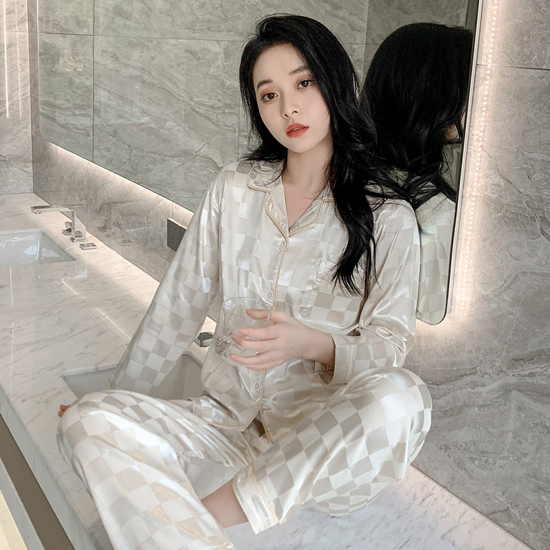샴페인 체크 더블 롱