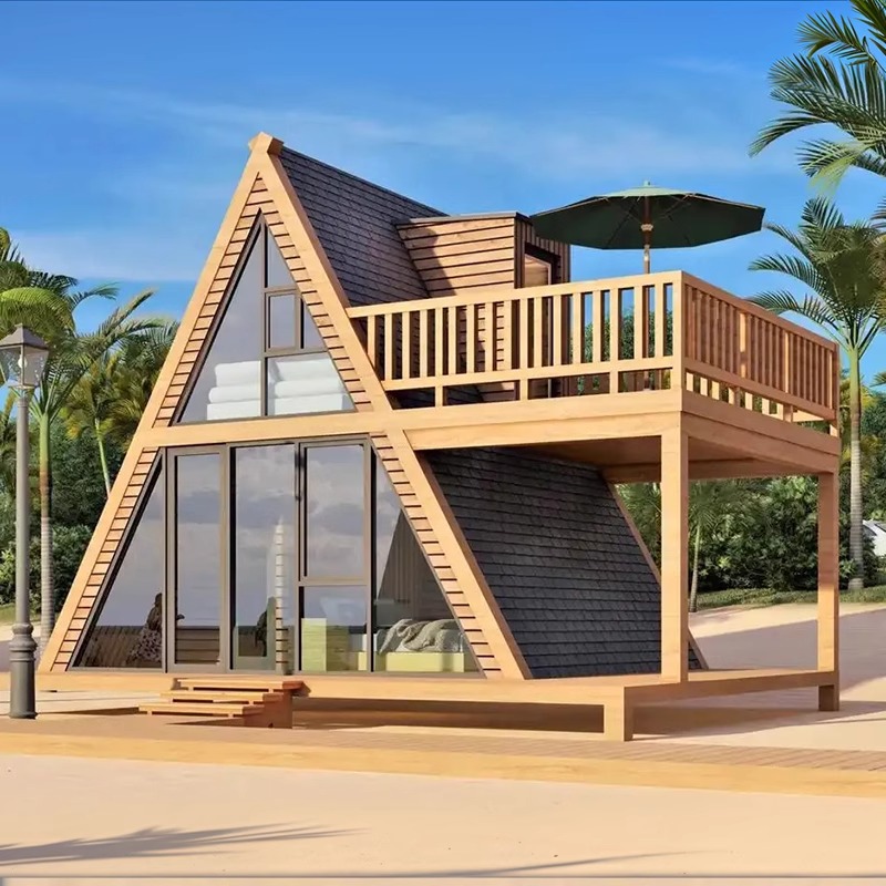 Casa triangular de madera de estilo nórdico casa de madera maciza al aire libre camping hotel móvil casa de alojamiento
