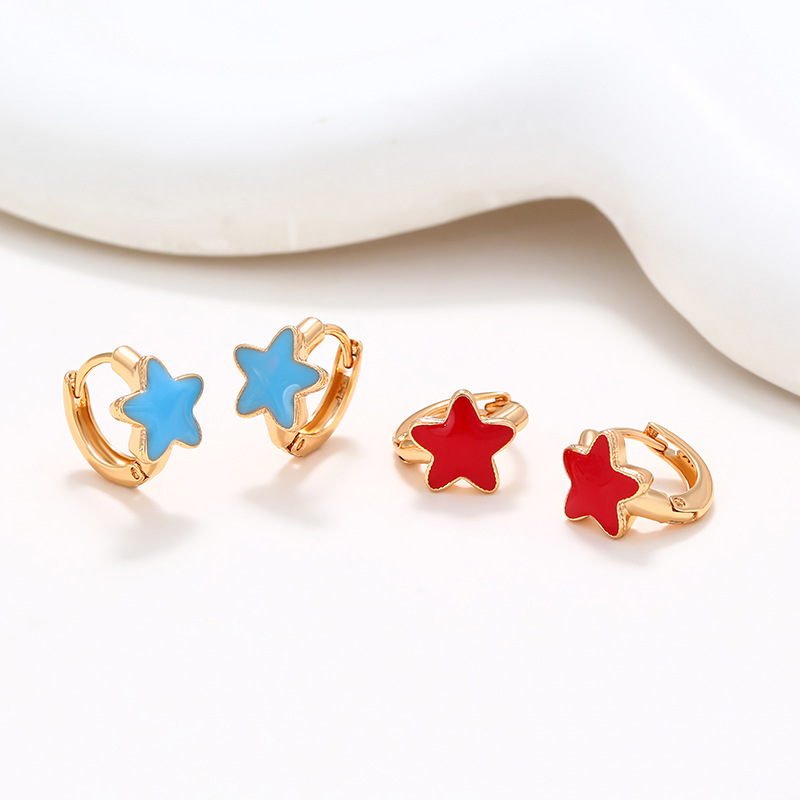 Xuping ruso goteo de aceite pentagonal aretes de aleación pentacolos aretes de verano sensación de nicho aretes para mujeres