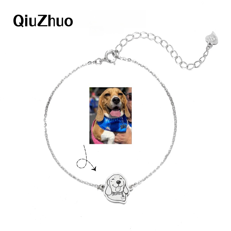 925 silver original design bracelet cat dog pet souvenir 2024 new pet photo to map production