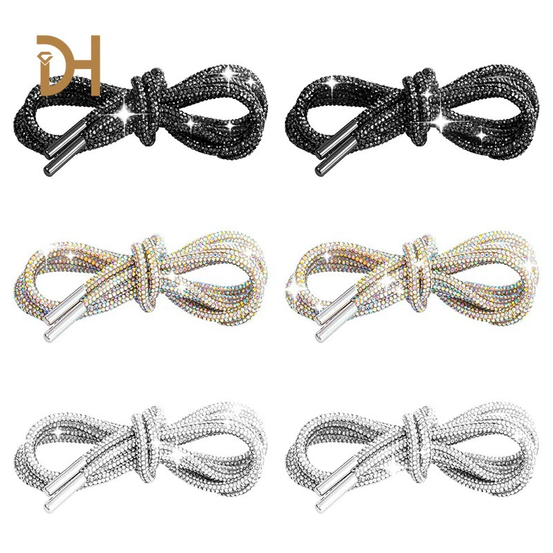 Круглые трубчатые шнурки с кристаллами от производителя с клейкой основой, аксессуары для веревок «сделай сам», декоративные материалы с цветными полосками из стразов.