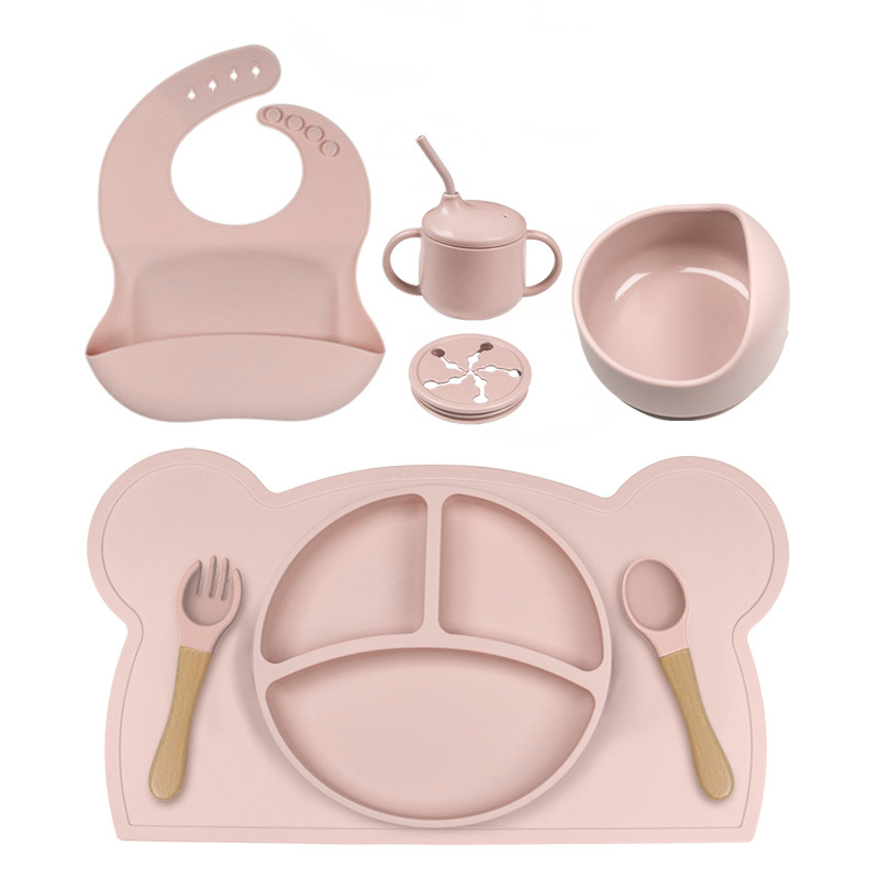 연꽃 뿌리 색상 8 개 곰 placemat 나무 손잡이 포크 스푼