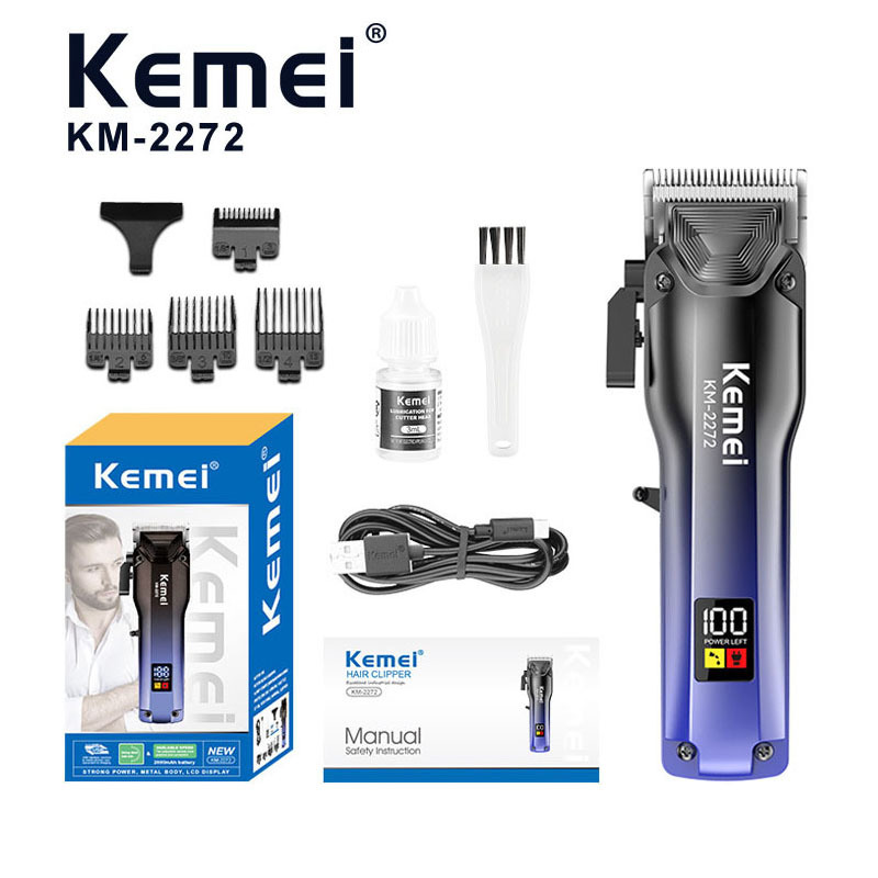 Kemei KM - 2272 nuevo corte de pelo digital de color gradiente salón de peluquería profesional tijeras eléctricas USB de carga rápida al por mayor