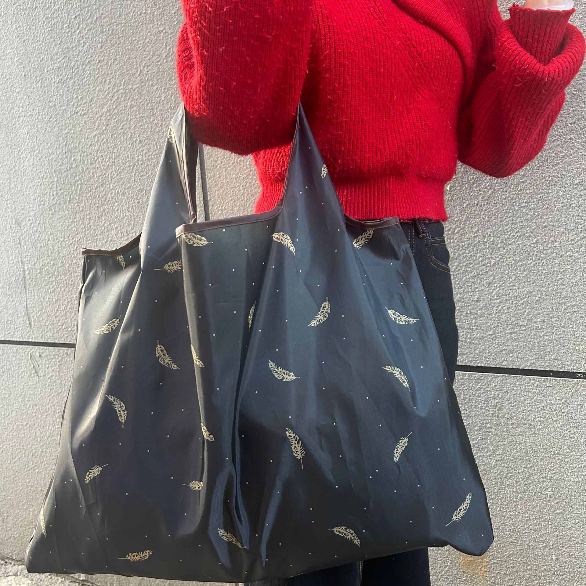 Bolsa de compras plegable de la protección del medio ambiente del paño de Oxford bolsa de almacenamiento portátil bolsa de supermercado grande bolsa de dibujos animados japonés