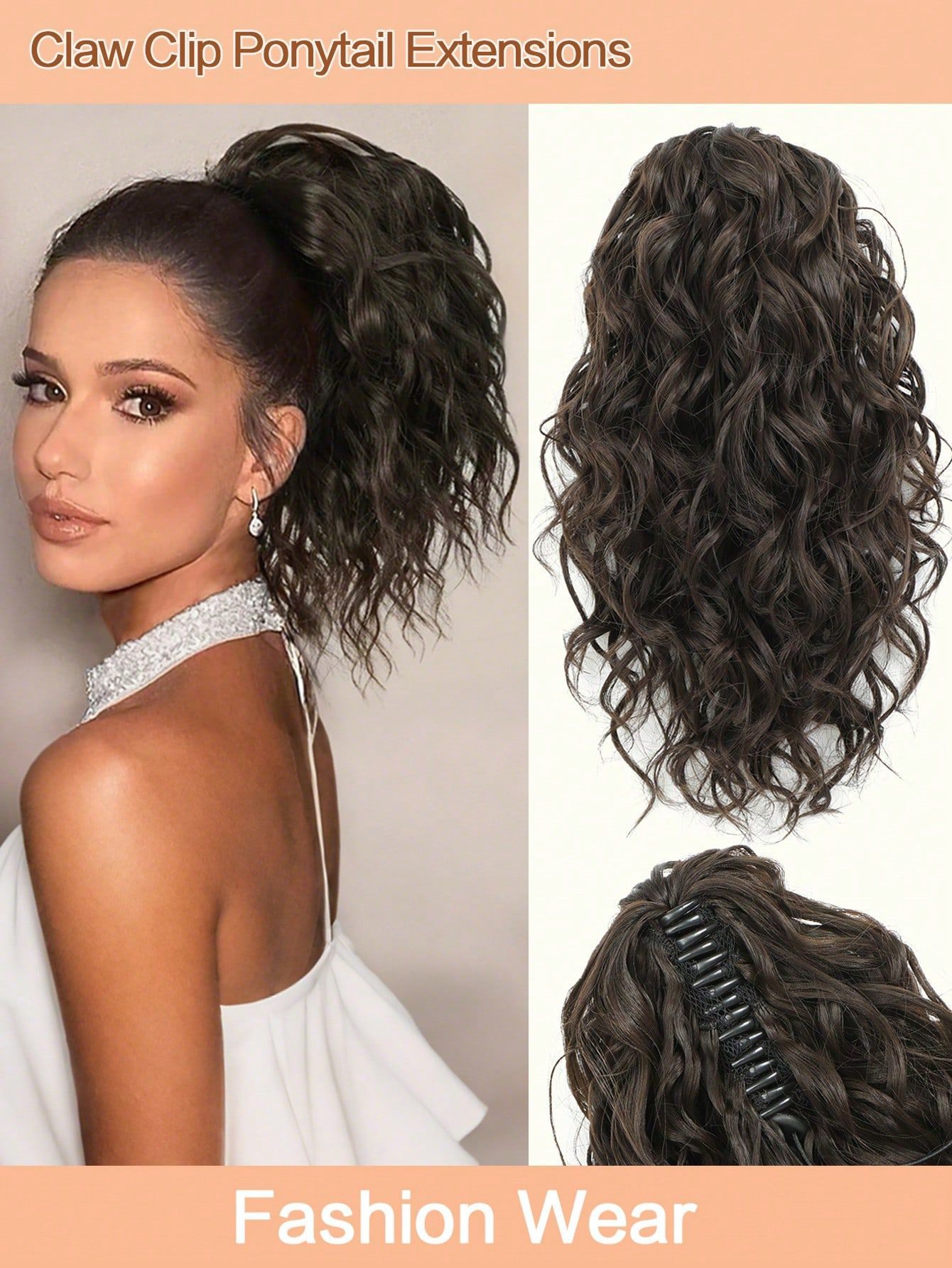 Short Curly Hair Claw Clip Ponytail Synthetic Drawstring Pony_voghion.com