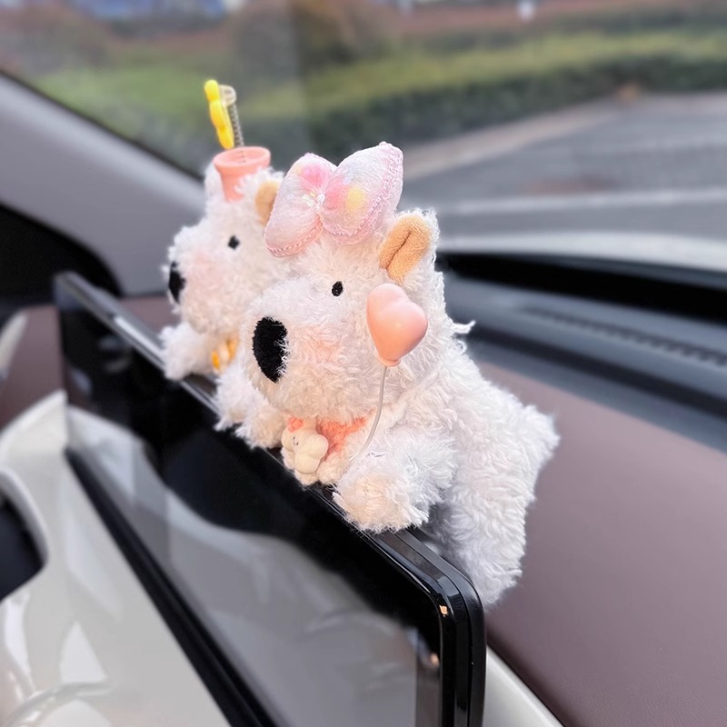 Decoración de coche de West Highland, accesorios de coche, pantalla de control central, muñeca de fiesta, pantalla de visualización de cachorro, linda decoración de pantalla
