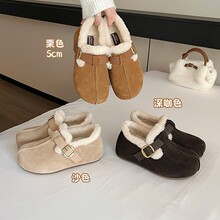 牛皮羊毛版~厚底秋冬加绒勃肯鞋女2025冬全包外穿雪地靴毛绒棉鞋