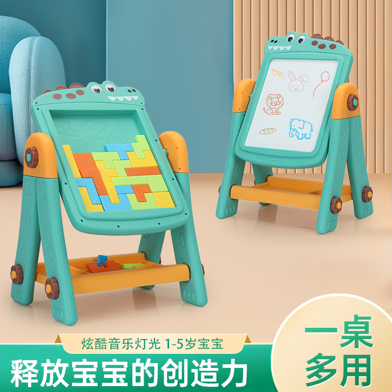 Children's Drawing Board Double-Sided Painting Table Graffiti Drawing Board Dual-Use Baby Russian Blocks Large Drawing Board Toy