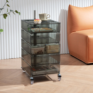 Simple Rotating Bedside Table Bedroom ins Cosmetic Storage Side Table Plastic Drawer Removable Storage Rack Cabinet