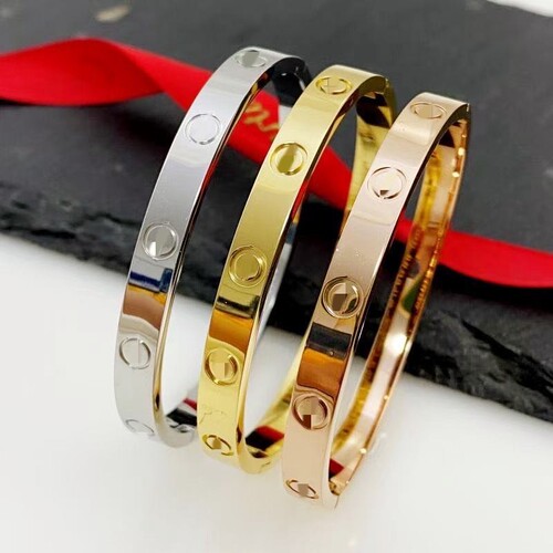 18K rose gold Kajia bracelet for women, non-fading, full of diamonds, one nail and one diamond, titanium steel bracelet for couples, mixed batch