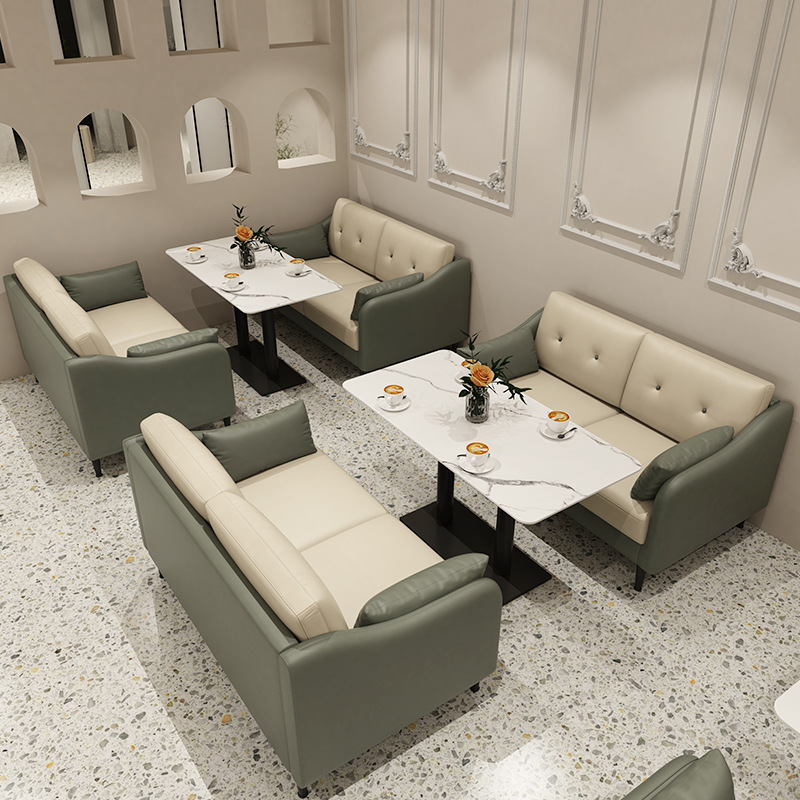 休閑區奶茶店雙人沙發餐飲店沙發桌椅組合主題西餐廳沙發