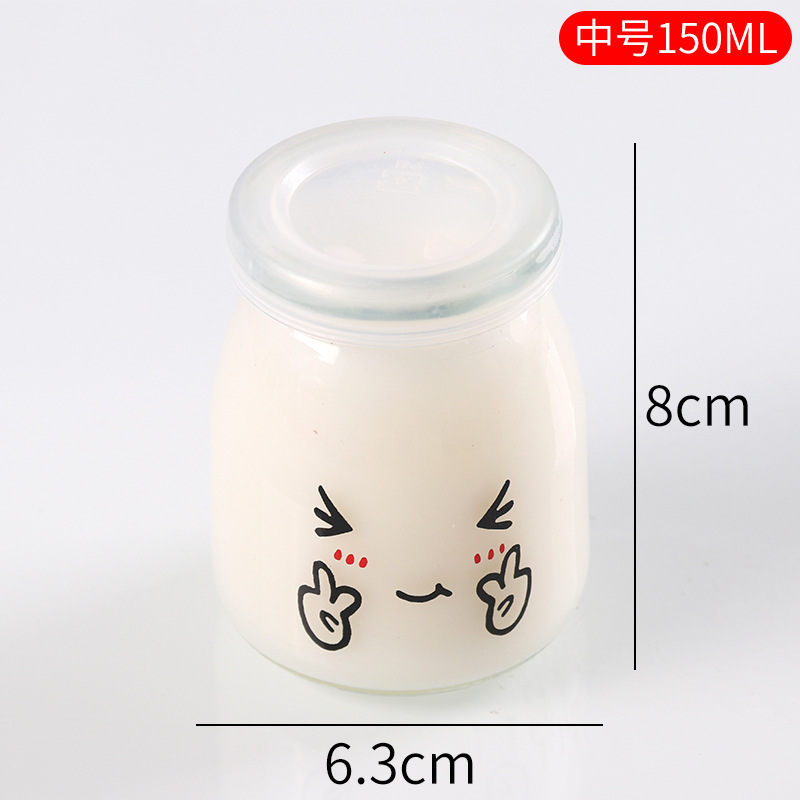 Vaso para pudín con tapa, botella de vidrio para pudín, tarro de miel, gelatina, vaso para mousse de leche de doble capa, vaso para yogur, patrones creativos al por mayor
