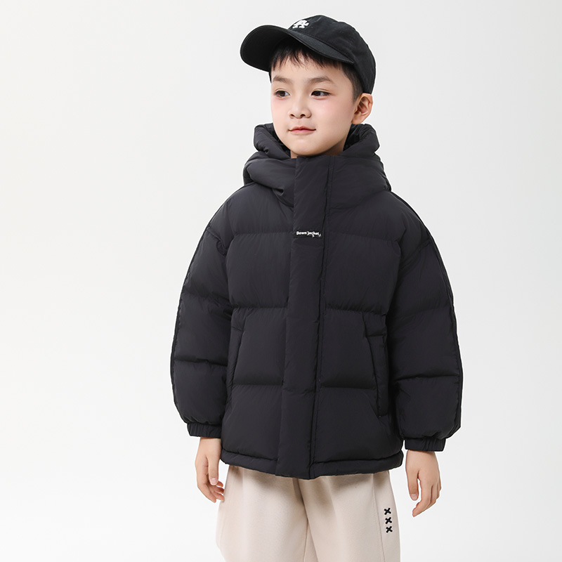 2025 New National Standard 90% White Goose Down High-Filling Children's Down Jacket, Short, Waterproof, Boys' Bread Jacket, Three-Proof