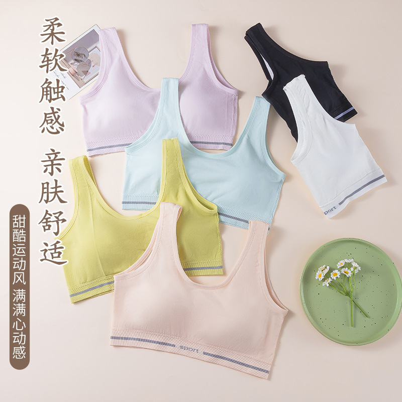 中学生 思春期 美背中 女の子 ベスト シームレスブラ 成長期専用 固定ボトムバック 高校生カップ 女の子|undefined