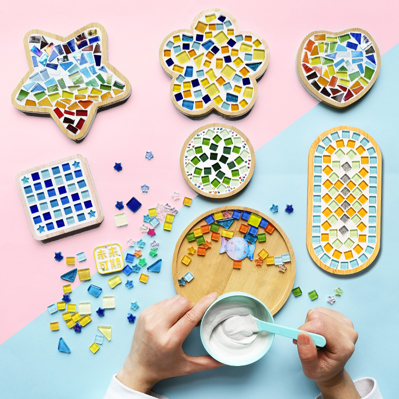 Regalo posavasos de mosaico hecho a mano bricolaje estudiante paquete de material hecho a sí mismo actividades de jardín de infantes Día de la madre mercado nocturno estilo caliente