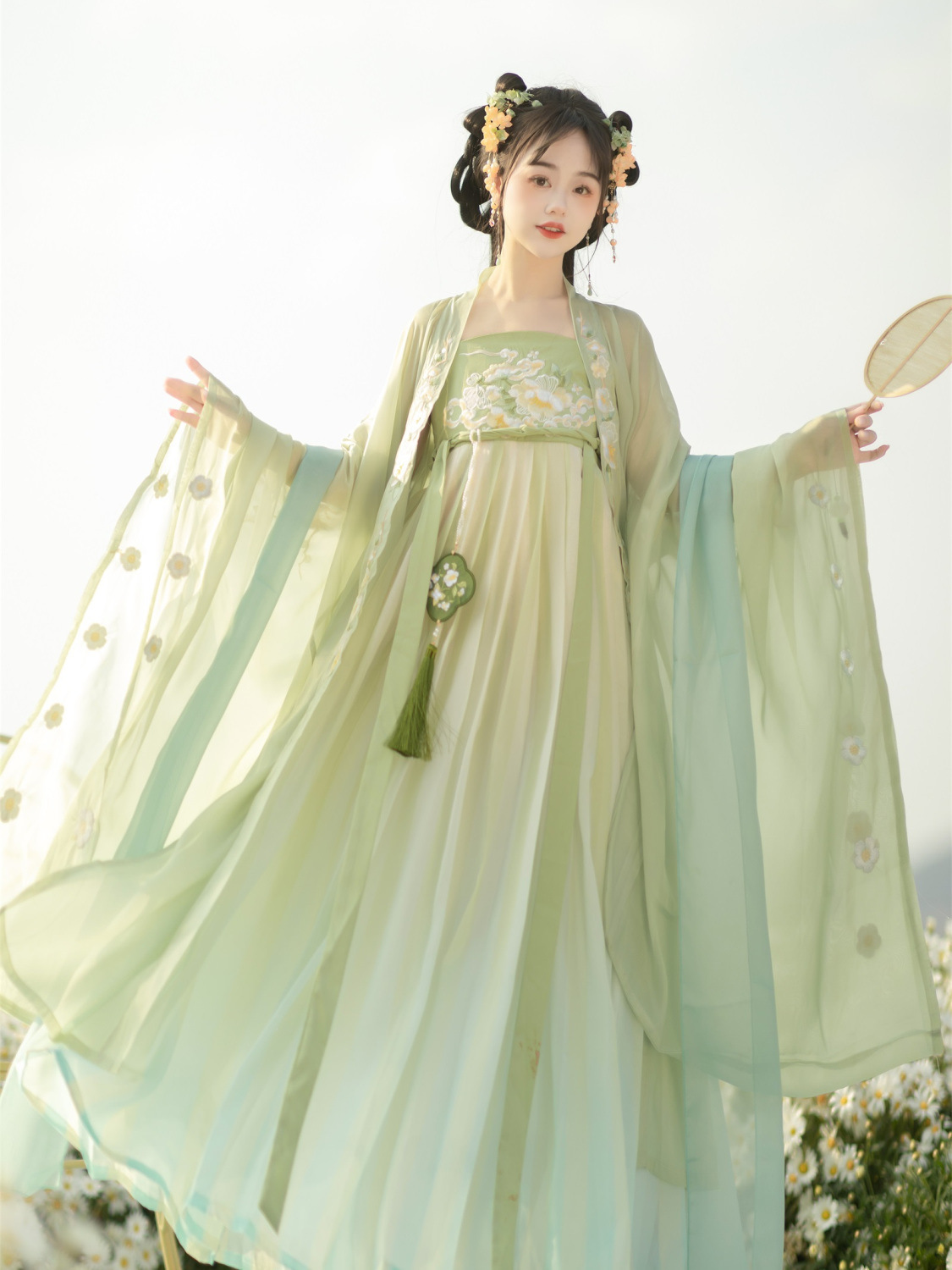 Tangli Original Hanfu [Wind Dutch] Tang-made Chebula Skirt Heavy Embroidered Big Sleeve Shirt Super Immortal Spring and Summer Daily