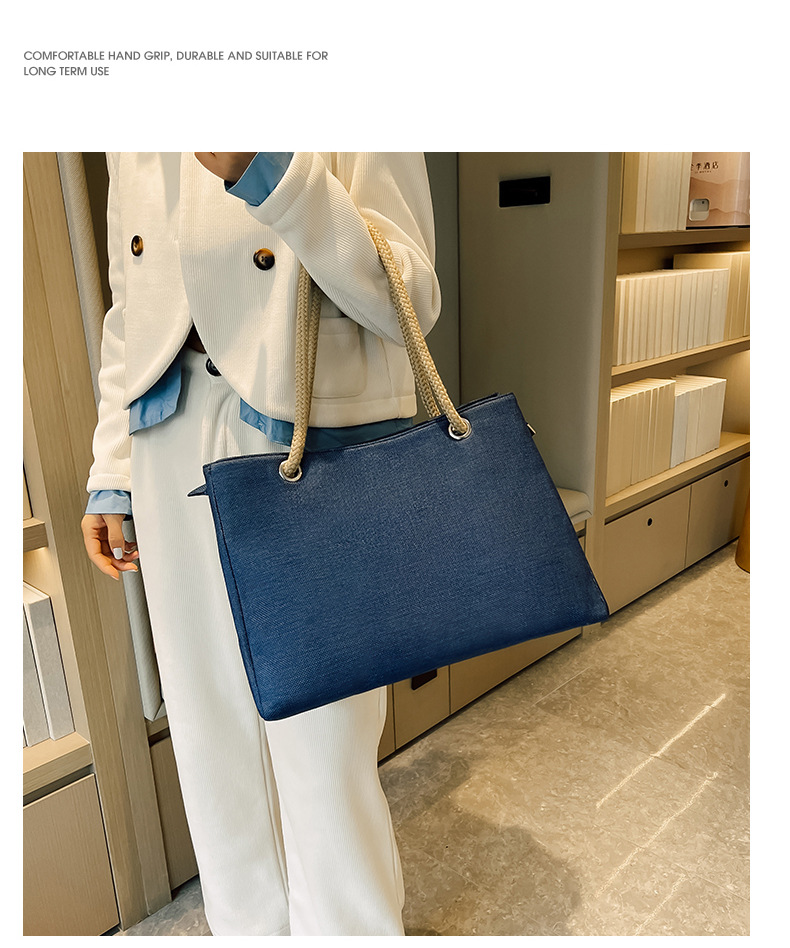 1080g Weight Polyester Lining Material Zipper Closure Type Double Shoulder Straps Strap Type Tote Bag Bags Type Holiday, Travel Occasion Linen Material Solid Color Pattern All Seasons Season Women's Gender Classic Style Style Square Shape Medium Size Women's Medium Linen Solid Color Classic Style Square Zipper Tote Bag 12