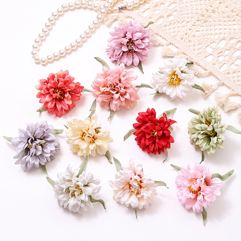 6cm 천겹 국화꽃 DIY 헤어 액세서리, 가짜 꽃 장식 꽃송이, 촬영 소품, 공장 직판, 고풍 사진 소품