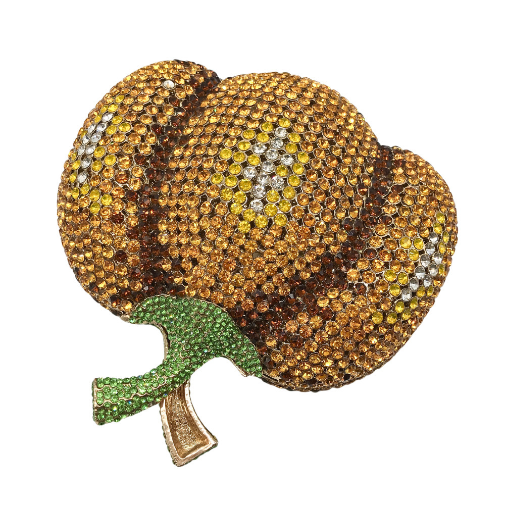 Nuevo paquete de banquete de diamantes de calabaza transfronteriza, paquete de diamantes de banquete europeo y americano, nuevo embrague de aleación de oro duro