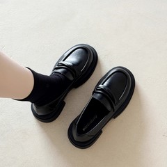 头层牛皮乐福鞋女2025秋季新款真皮女鞋英伦风小皮鞋jk一脚蹬单鞋