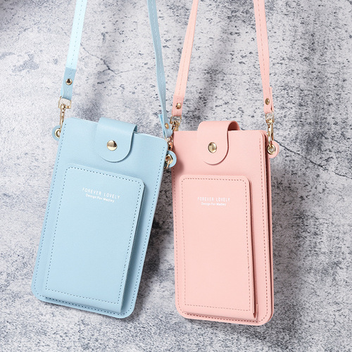  New Solid Color Fashion Simple Shoulder Small Bag Crossbody Mobile Phone Bag Women’s Driver’s License Card Holder Wallet