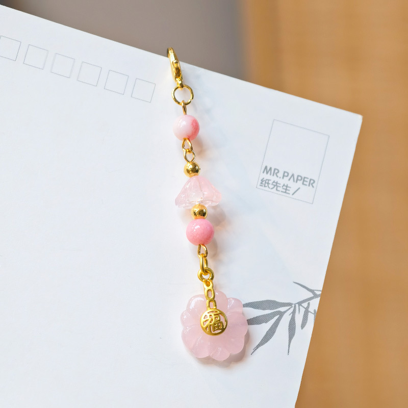 国民スタイル合金竹フレッシュピンクフラワーペンダント中国ベルペンダント古代スタイルチャイナ韓服衣類アクセサリー