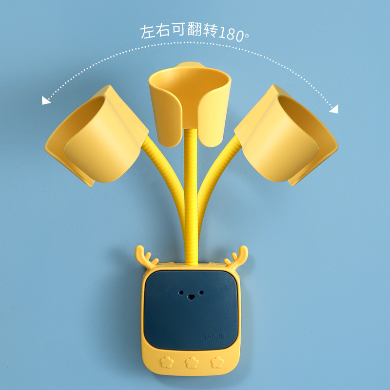 Hole-free hair dryer holder, household bathroom wall-mounted shelf, multifunctional 360-degree rotating air dryer stand