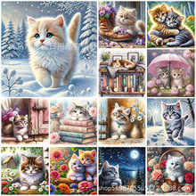 新款30x30圆钻满钻可爱猫咪DIY客厅卧室钻石画跨境厂家批发直销