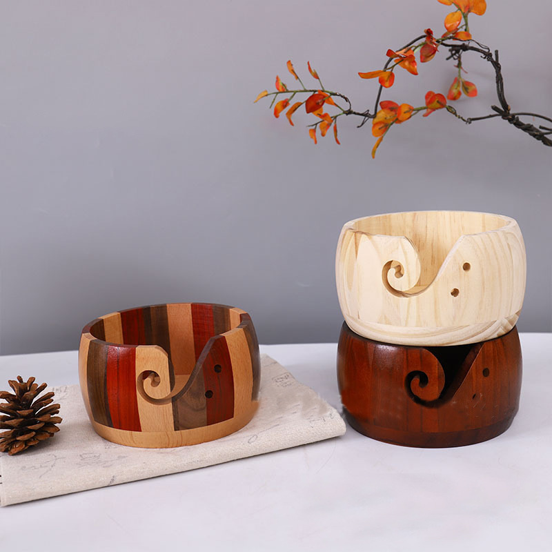 Tazón de lana de madera transfronteriza al por mayor de lana trenzada con cubierta de lana creativa taza de madera