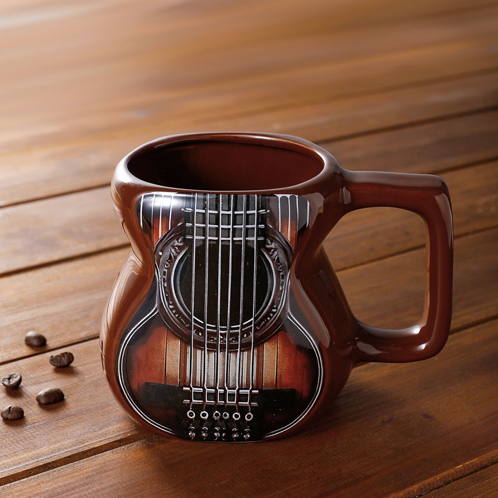 Nuevas tazas de cerámica de guitarra transfronterizas tazas de café creativas tazas de agua tazas de pareja regalos de cumpleaños