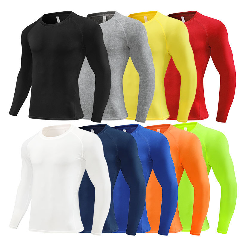 Cross-Border Amazon Quick-Drying Tights Men's Long-Sleeved Fitness Clothing Sports Running Training Clothing Tops Compression T-Shirts
