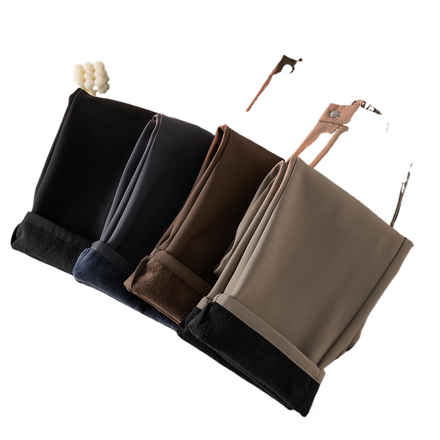 Tall Men's Fleece-Lined American-Style Long Pants, Versatile Drapey Floor-Length Straight-Leg Casual Suit Pants for Men