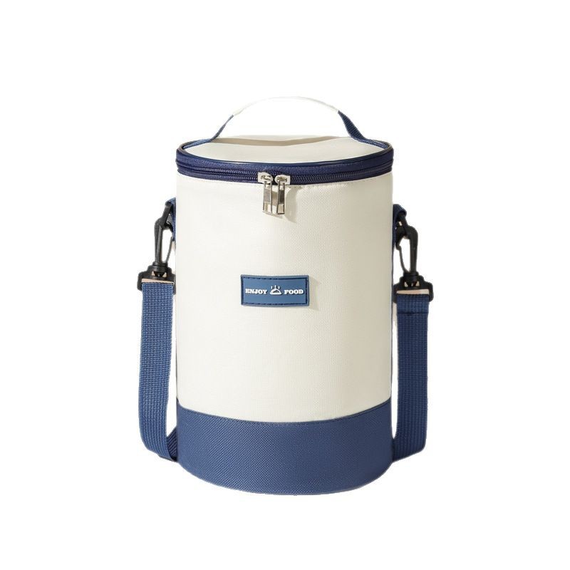 Bolsa de lonchera de barril redondo de alto valor Bolsa bento portátil Bolsa de aislamiento de mensajero a juego de color Bolsa de almuerzo para el trabajo y la escuela
