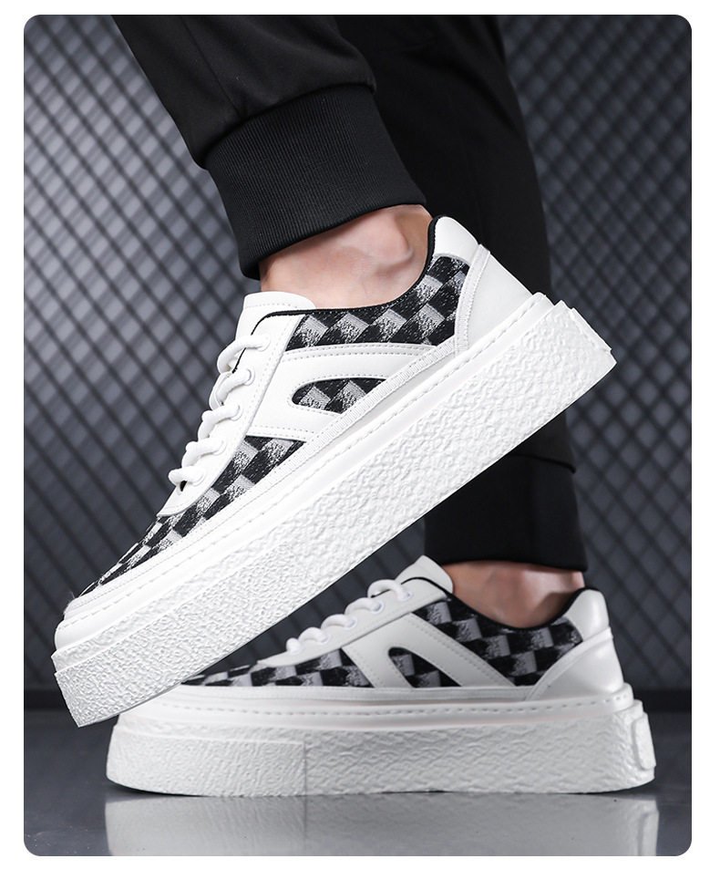 Giày thể thao đế dày nam kiểu mới, giày sneaker đơn giản tăng chiều cao, gót 3-5 cm — GX2519 màu trắng, GX2519 màu đen chi tiết 14