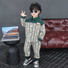 男童衬衫套装2025新款儿童秋季长袖衬衣个性宝宝秋装帅气时髦童装