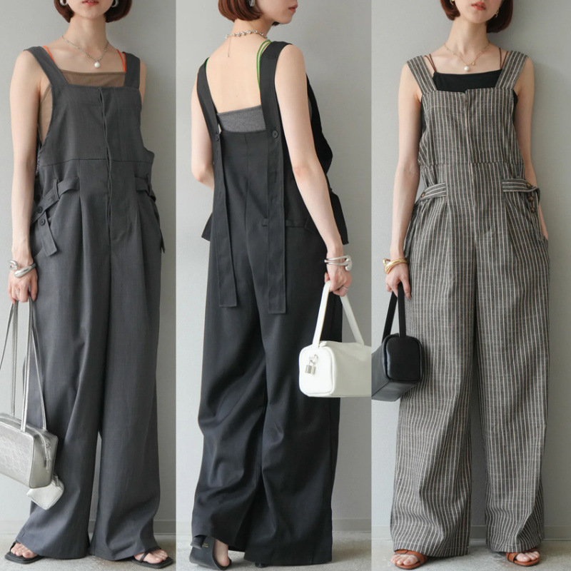Multiplication Heavy-Duty Striped Women's Suspender Jumpsuit Fashion Striped Long Pants Wide-Leg Pants