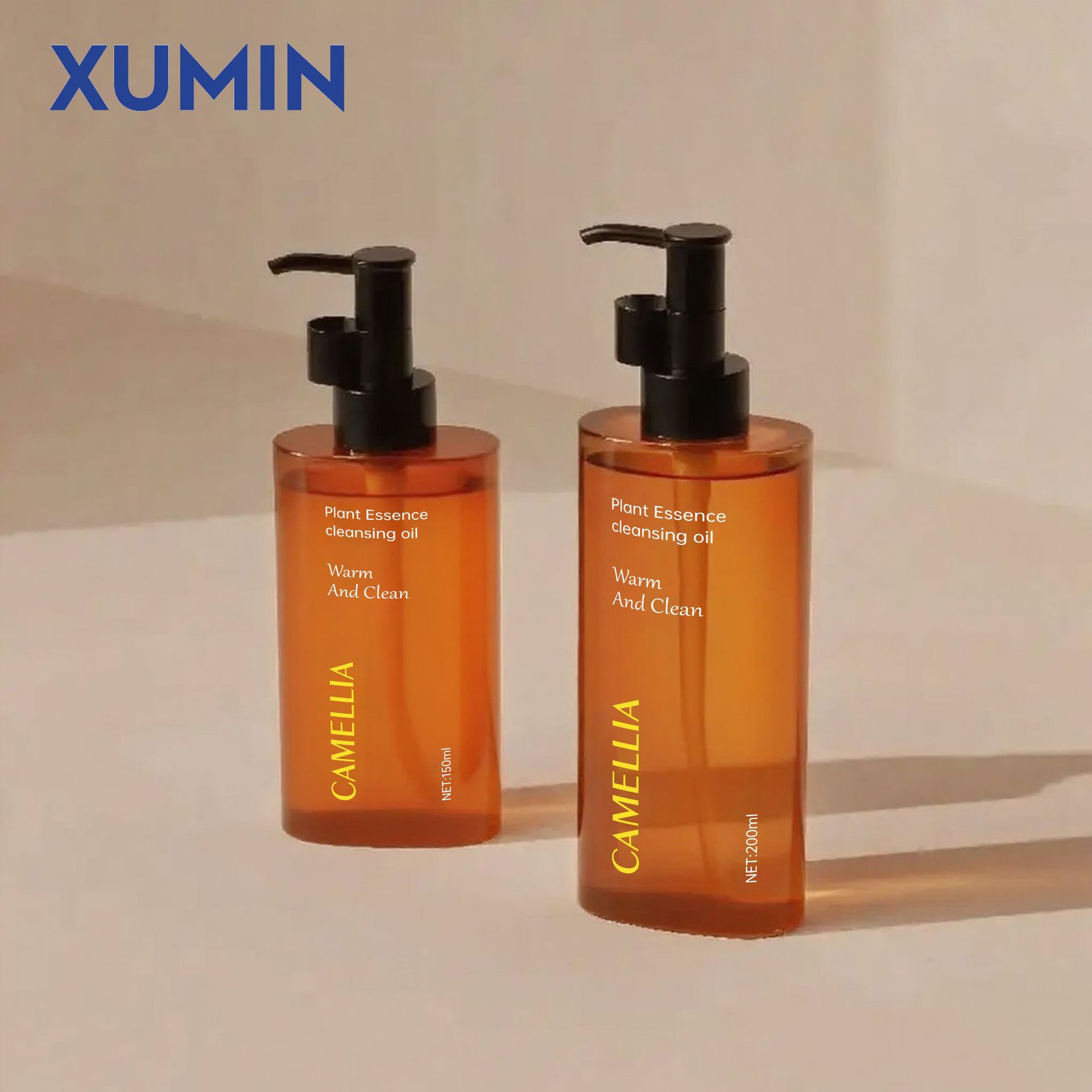 XUMIN botella de bomba de cosméticos 150ml botella de aceite de desmaquillaje transparente 200ml botella de bomba de aceite de esencia