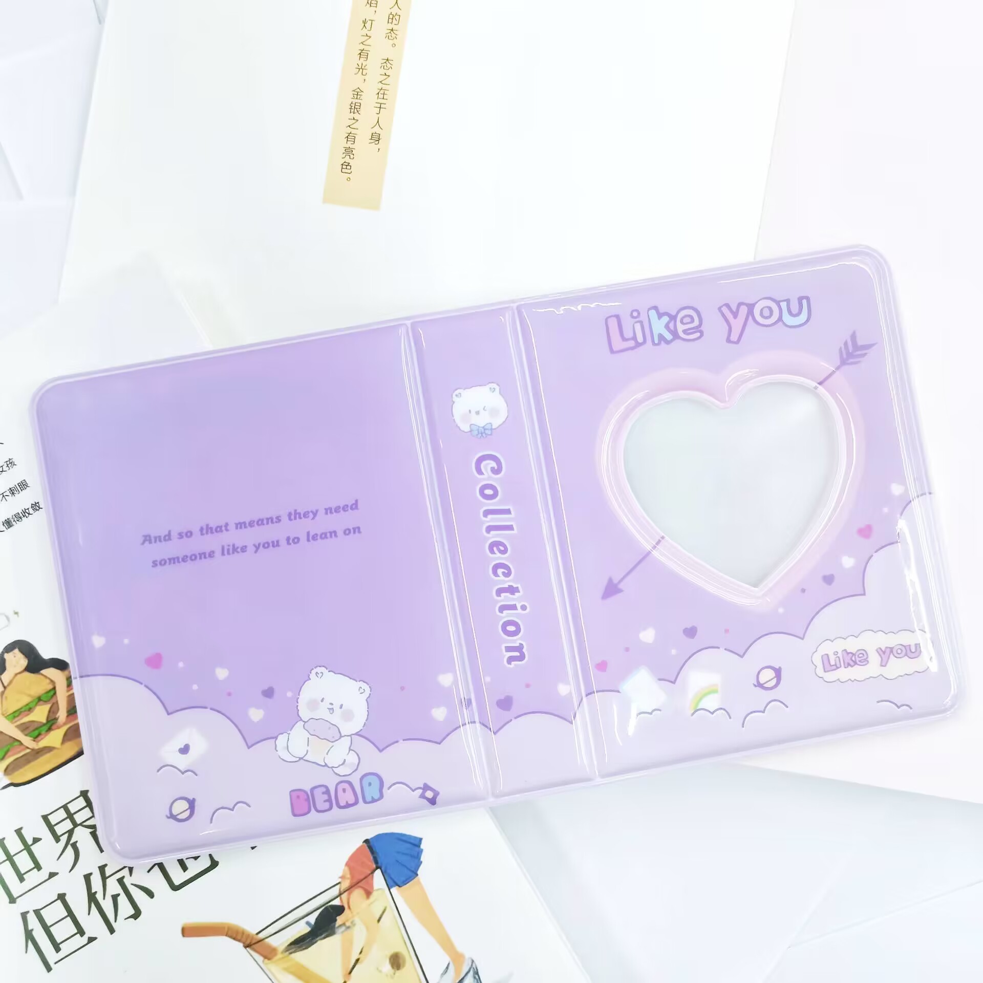 Álbum mini Polaroid de 3 pulgadas estilo Ins con letras y flechas – para coleccionar tarjetas de idols.