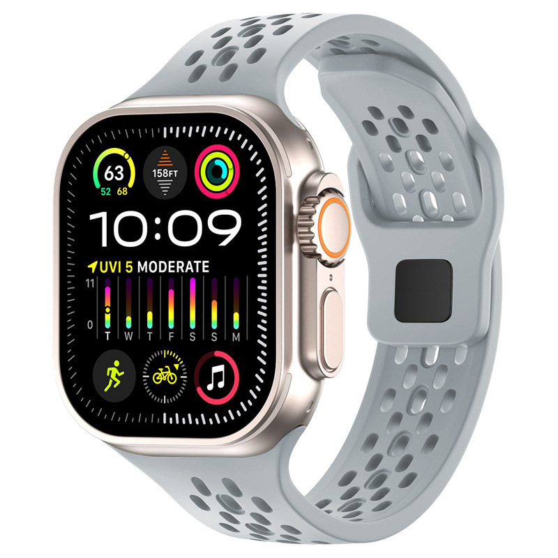 镂空网洞硅胶反扣表带适用苹果applewatchs11手表带iwatchs9876SE
