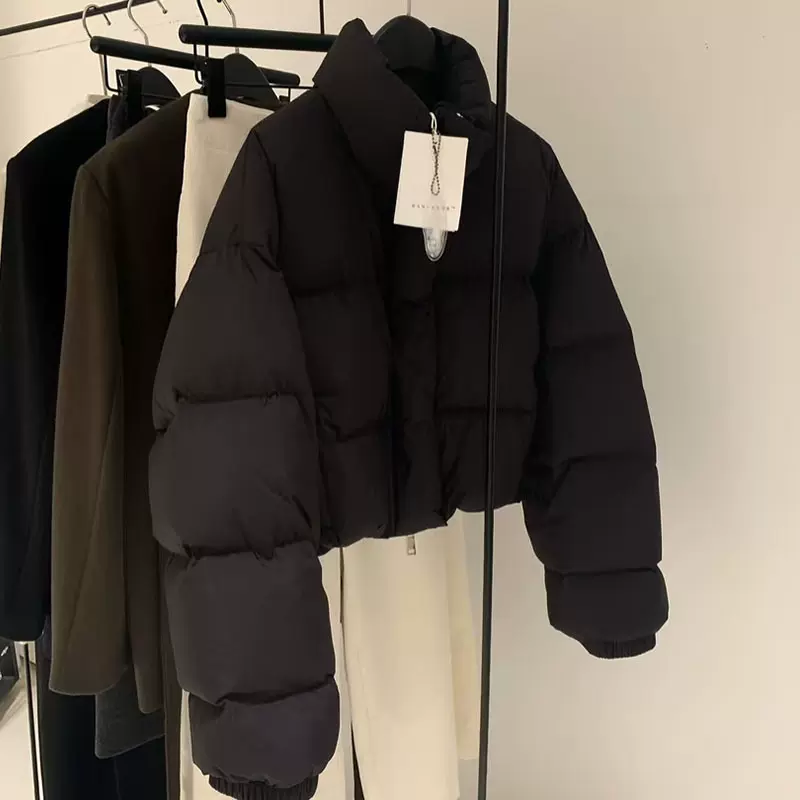 十三行冬季新款韩版短款立领面包服白鸭绒羽绒服女款高端女装批发