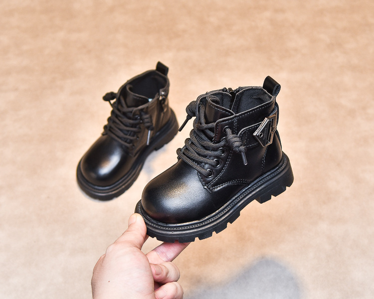 Scarpe da bambino Martin 2024 autunno e inverno nuove corte in stile britannico per ragazzi stivali singoli in pelle_voghion.com