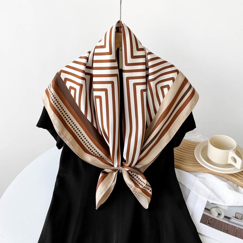 New 90cm silk striped summer thin lightweight breathable sunscreen shawl twill square scarf_voghion.com