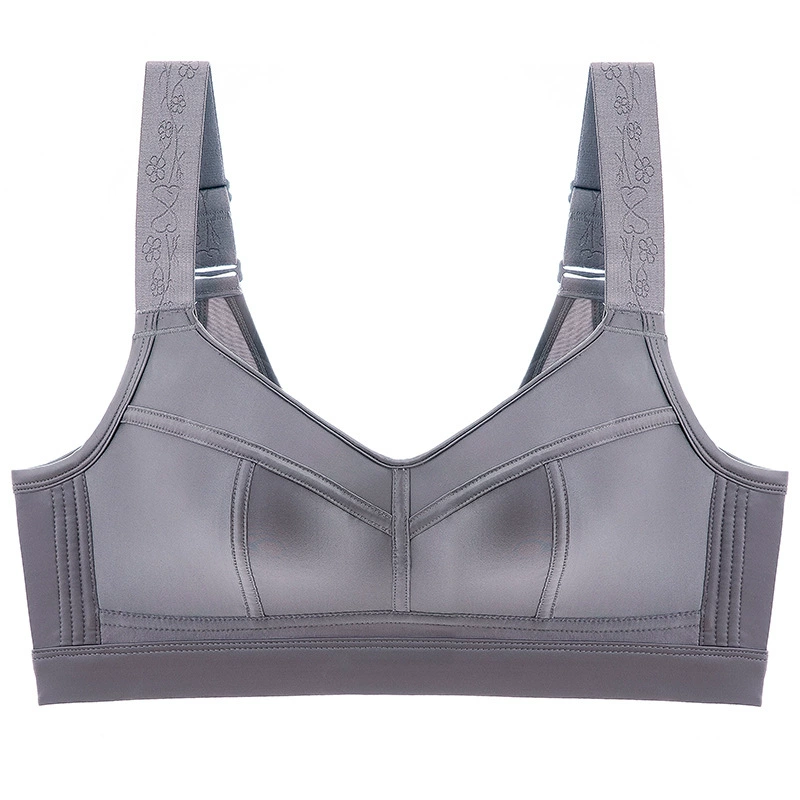 Glossy Satin Bra, Plus Size, Wide Adjustable Straps, Sizes 34–52 (C–E)
