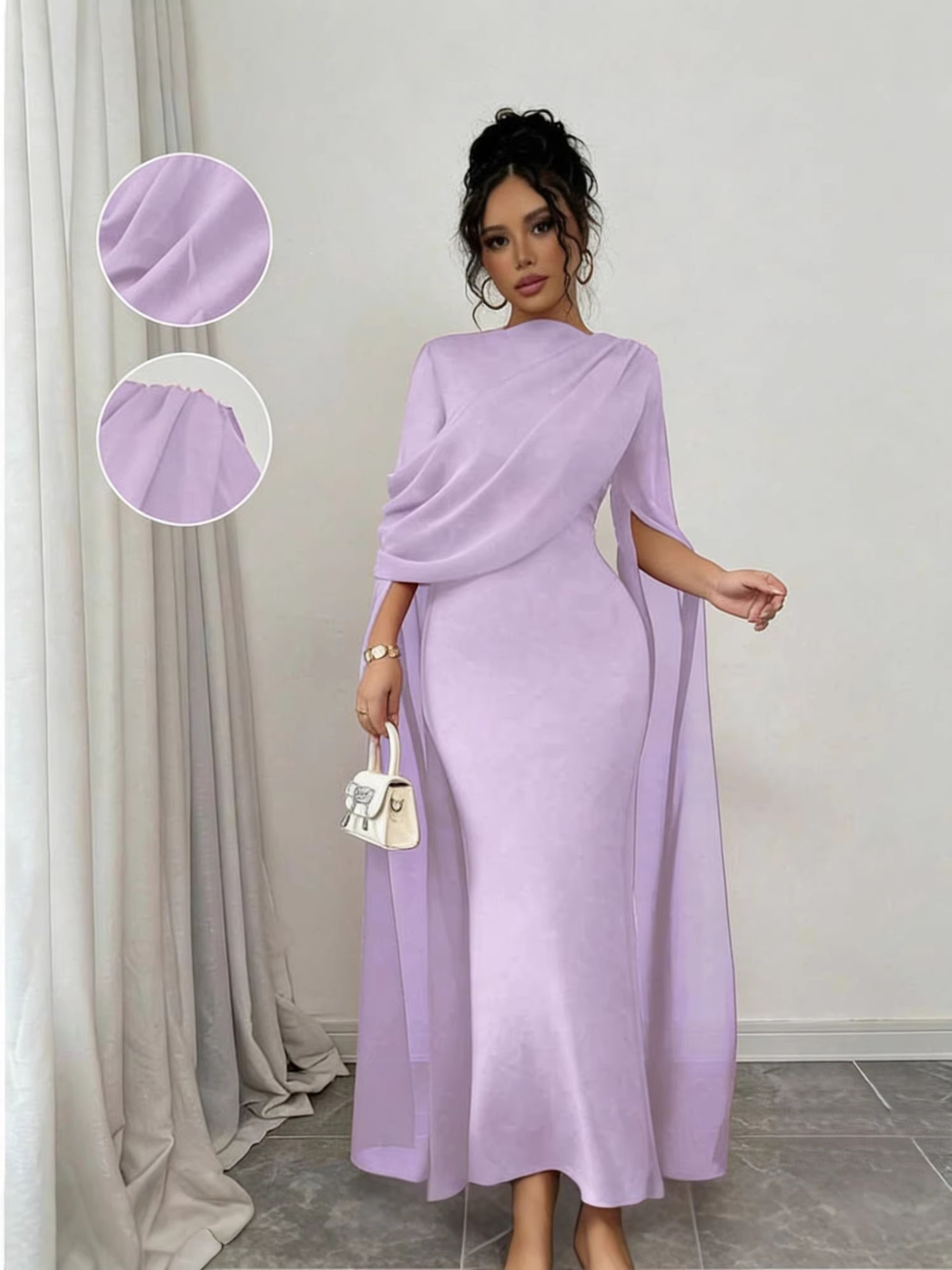 Europa y Estados Unidos comercio exterior chiffon vestidos de noche con mangas de Chal delgados vestidos de boda largos vestidos de novia europeos y estadounidenses