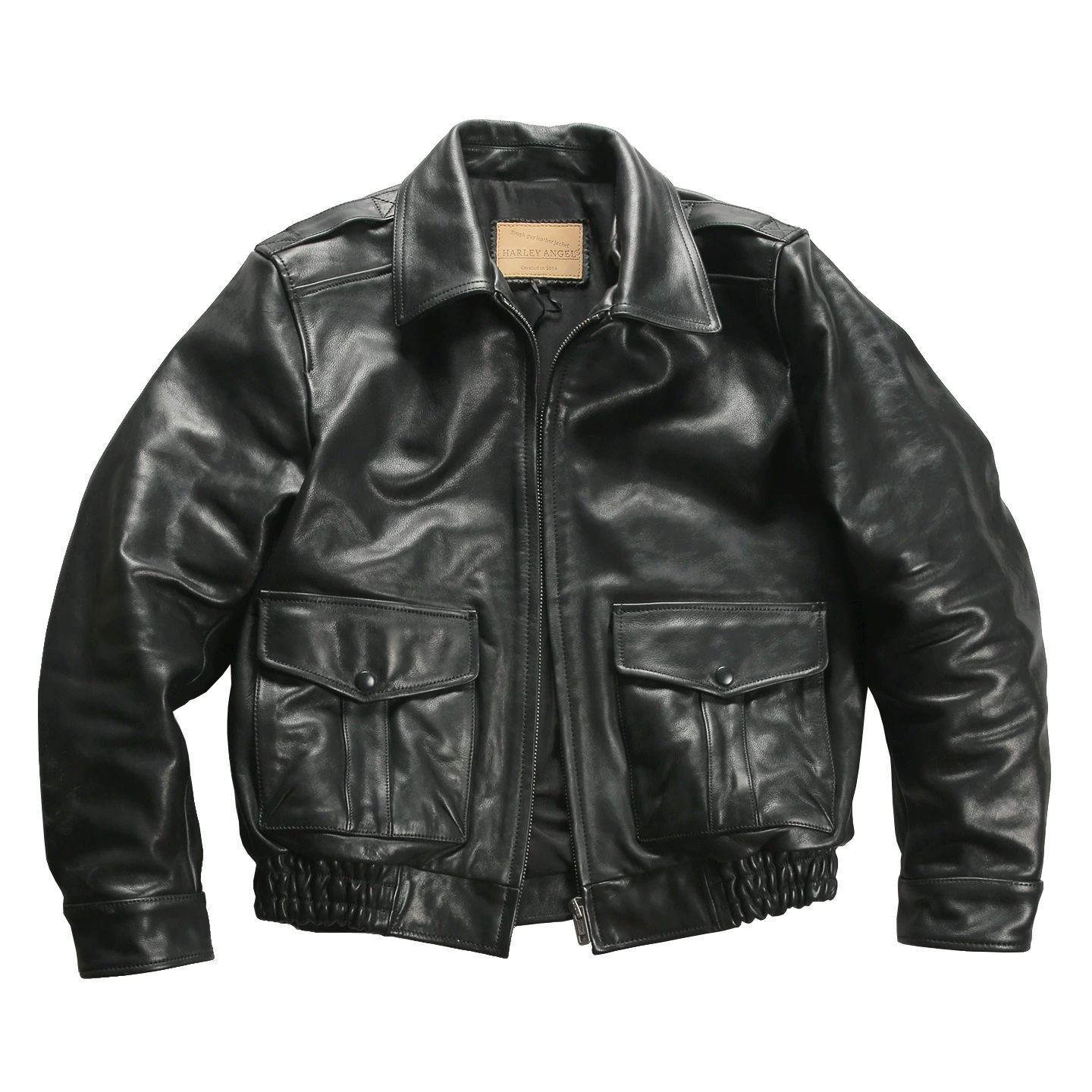 Autumn short leather jacket for leisure, genuine leather