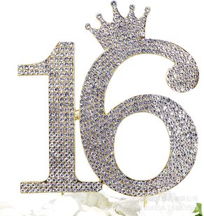 Fifteenth Birthday Cake Top Decoration Adult Princess Crown Count Letters Insert Sweet Fifteenth Birthday Party